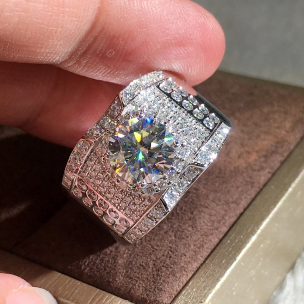 💞 Luxury Glitter Zircon Cubic Dainty Carved Fashion Ring for Man,MARR9217